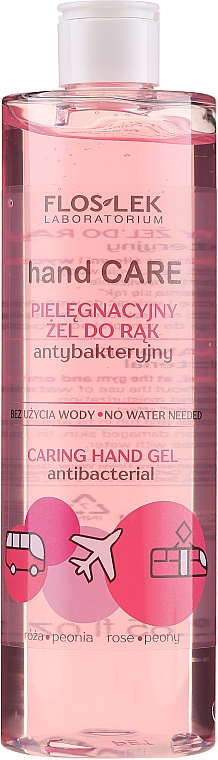 Antibakterielles Handgel mit Rose und Pfingstrose - Floslek Hand Care Caring Hand Gel