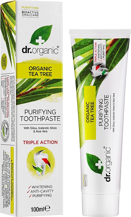 Antibakterielle Zahnpasta mit Teebaum- und Aloe Vera-Extrakt - Dr. Organic Organic Tea Tree Toothpaste — Bild N3