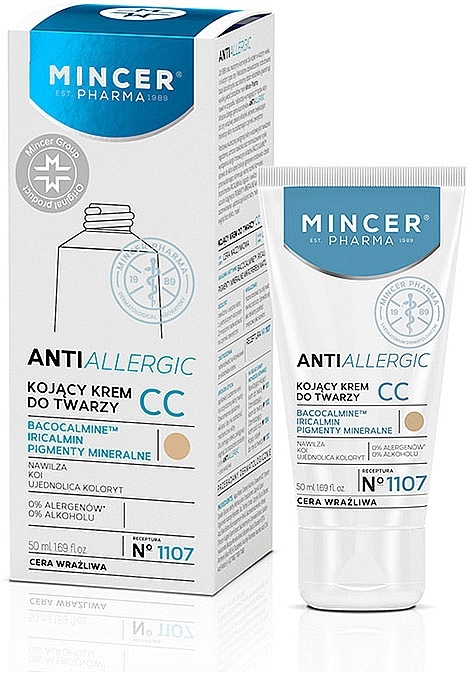 Beruhigende CC Gesichtscreme für empfindliche Haut №1107 - Mincer Pharma Anti Allergic 1107 Face Cream CC