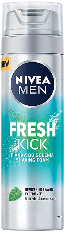 Erfrischender Rasierschaum mit Minze und Kaktuswasser - NIVEA MEN Fresh Kick Shaving Foam — Bild N1