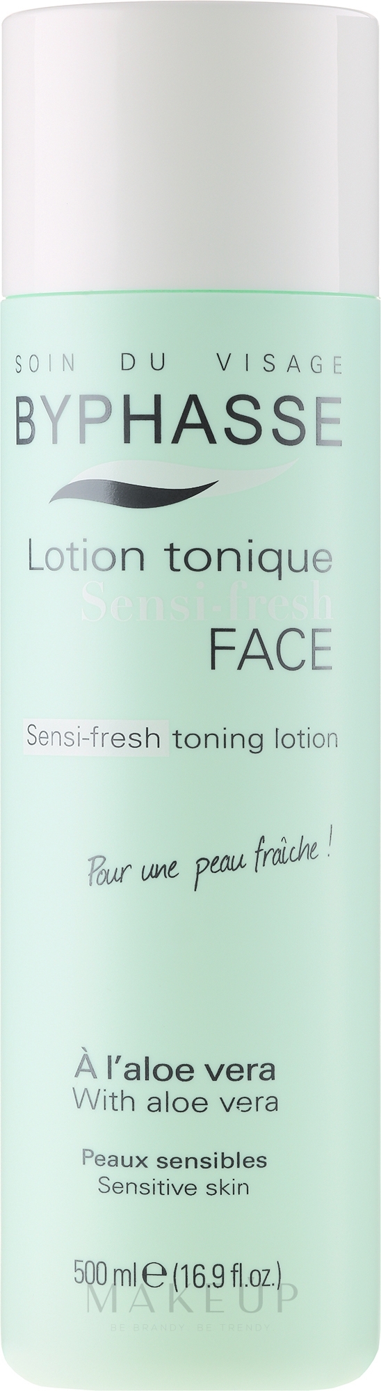 Erfrischendes Gesichtswasser für empfindliche Haut mit Aloe Vera - Byphasse Sensi-fresh Aloe Vera Toning Lotion — Bild 500 ml
