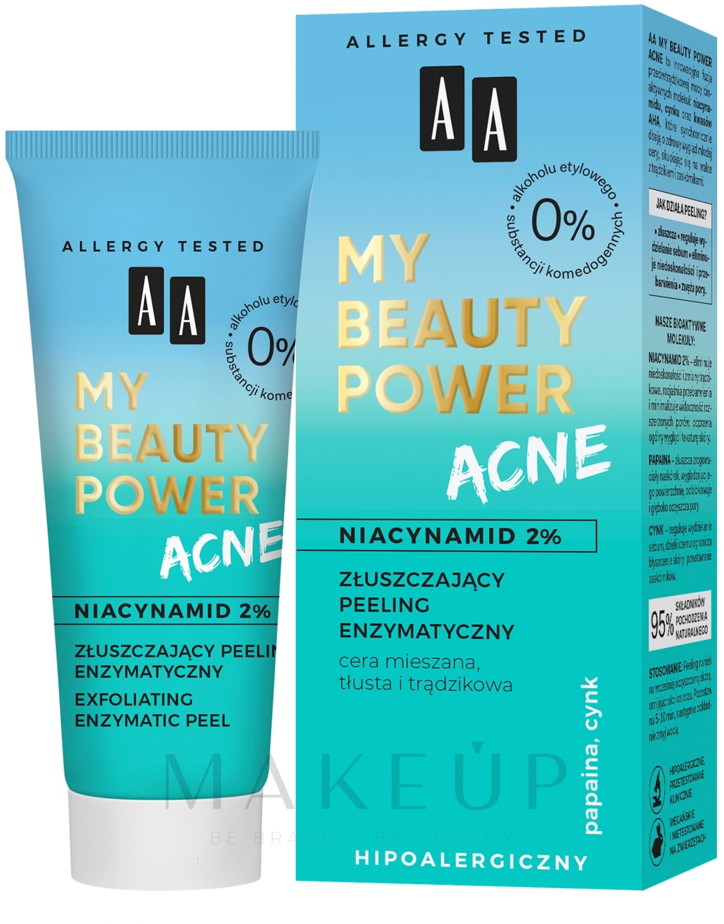 Enzym-Peeling für das Gesicht mit 10% Niacinamid - AA My Beauty Power Acne — Bild 40 ml
