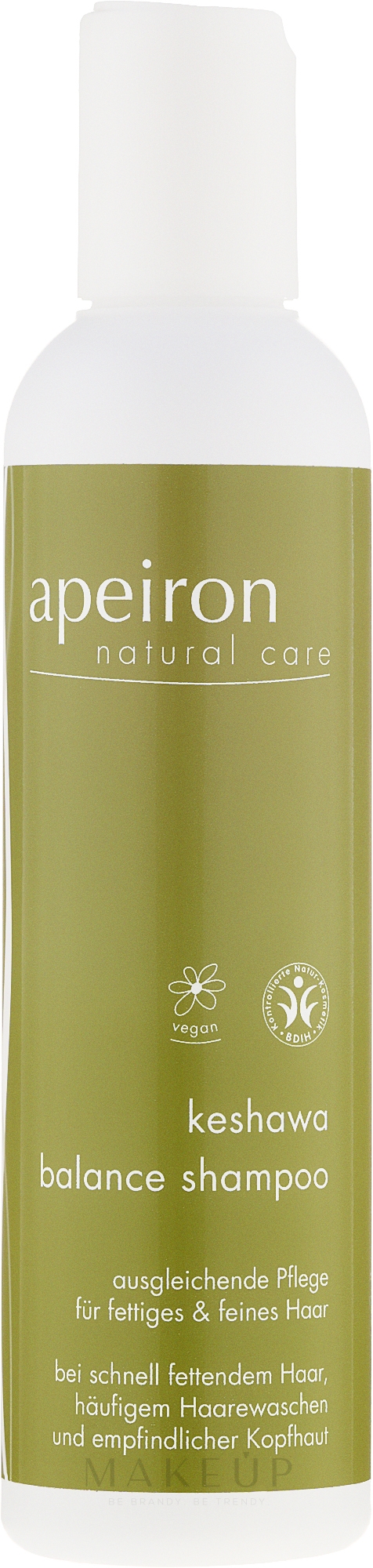 Ausgleichendes Pflegeshampoo für fettiges & feines Haar - Apeiron Keshawa Balance Shampoo — Bild 200 ml