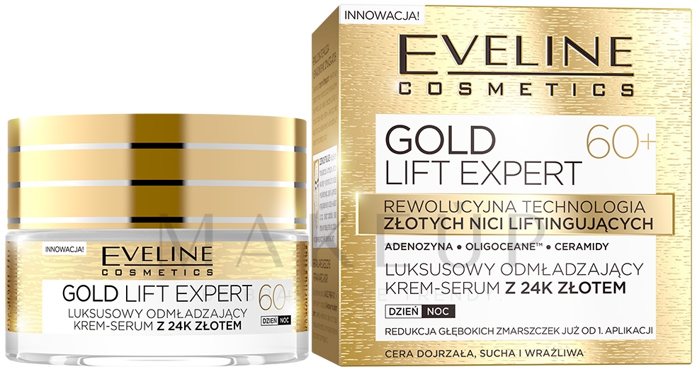 Verjüngende und pflegende Gesichtscreme für Tag und Nacht 60+ - Eveline Cosmetics Gold Lift Expert — Bild 50 ml