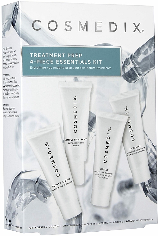 Gesichtspflegeset - Cosmedix Treatment Prep 4-Piece Essential Kit (Gesichtscreme 15ml + Gesichtsserum 15ml + Gesichtsserum 15ml + Reinigungscreme 15ml) — Bild N1