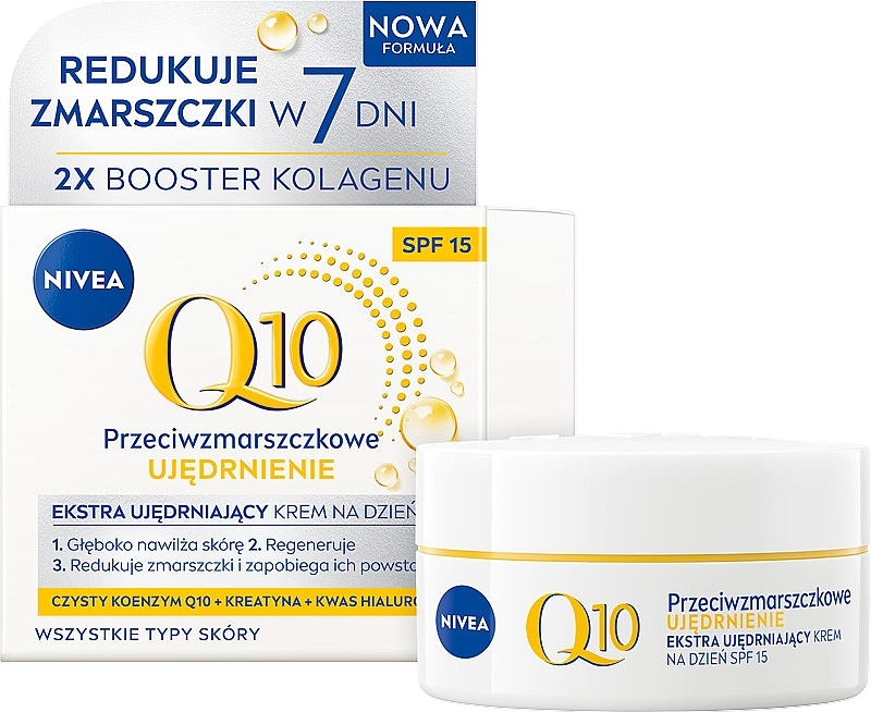 Feuchtigkeitsspendende Anti- Falten Tagescreme für normale und trockene Haut - NIVEA Visage Anti Wrinkle Q10 Plus SPF15