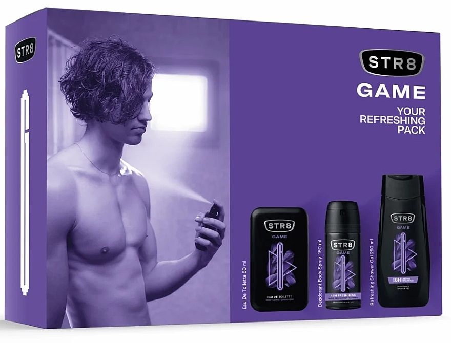 STR8 Game - Duftset (Eau de Toilette 50ml + Deospray 150ml + Duschgel 250ml) — Bild N1