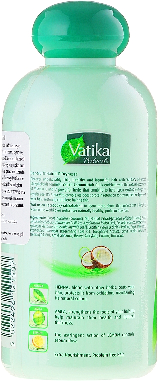 Kokosnuss-Haaröl mit Zitrone, Henna und Amla - Dabur Vatika Enriched Coconut Hair Oil — Bild N2