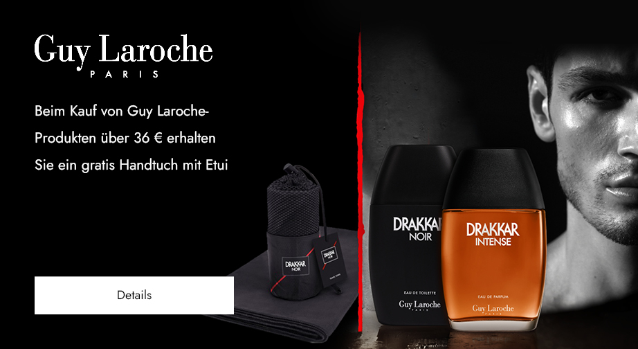 Beim Kauf von Guy Laroche-Produkten über 36 € erhalten Sie ein gratis Handtuch mit Etui