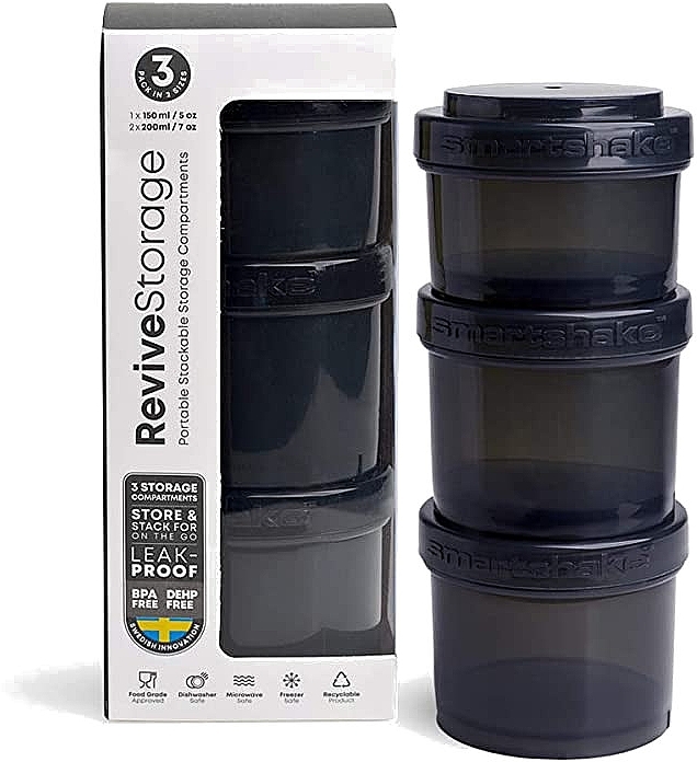 Behälterset für Sporternährung - SmartShake Revive Storage Black (container/150ml + container/2x200ml) — Bild N2