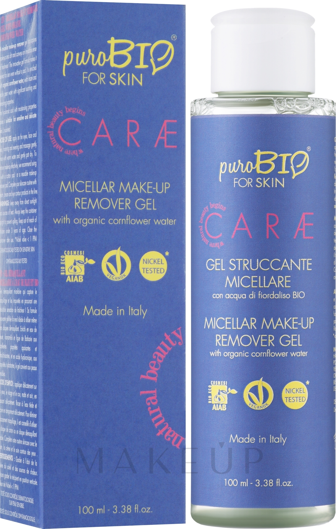 Micellar-Reinigungsgel mit Kornblumenwasser - PuroBio Cosmetics Micellar Make-Up Remover Gel — Bild 100 ml