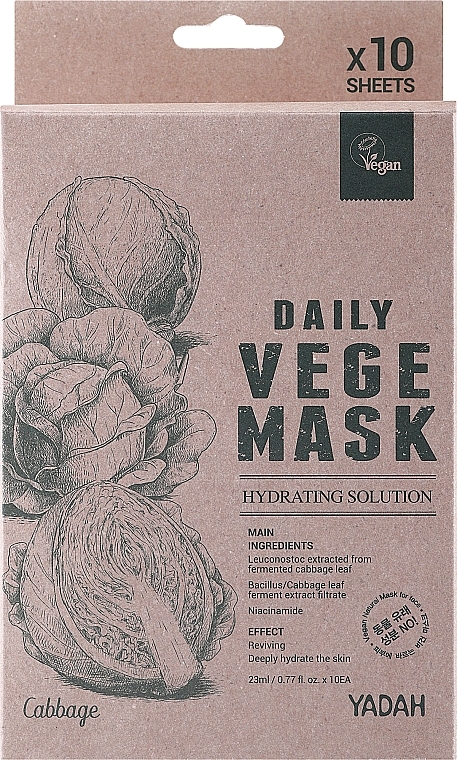 Tuchmaske für das Gesicht mit Kohlblattextrakt - Yadah Daily Vege Mask Cabbage — Bild N2