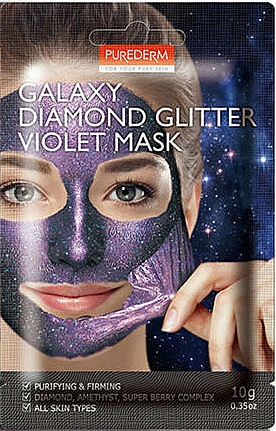 Peel-Off violette Gesichtsmaske - Purederm Galaxy Diamond Glitter Violet Mask — Bild N1