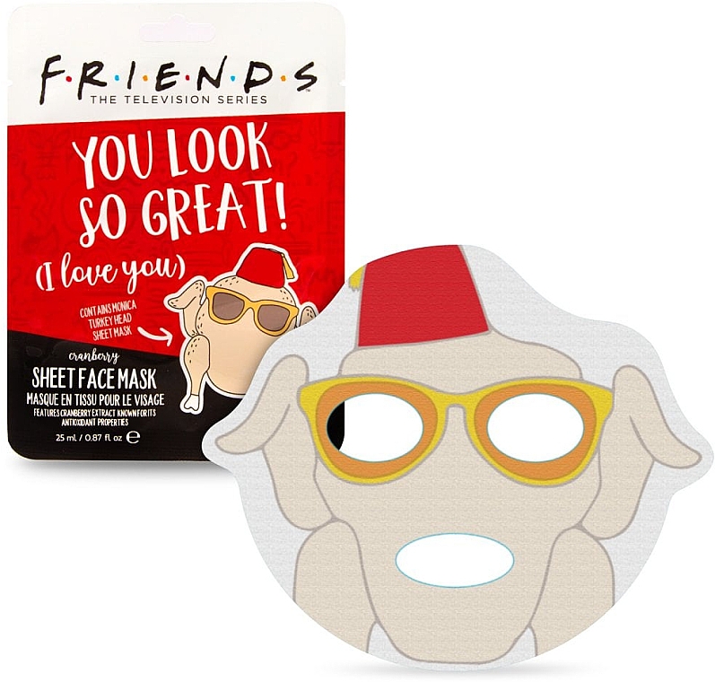 Revitalisierende Tuchmaske für das Gesicht mit Cranberry-Extrakt Friends Turkey - Mad Beauty Friends Turkey Face Mask — Bild N2