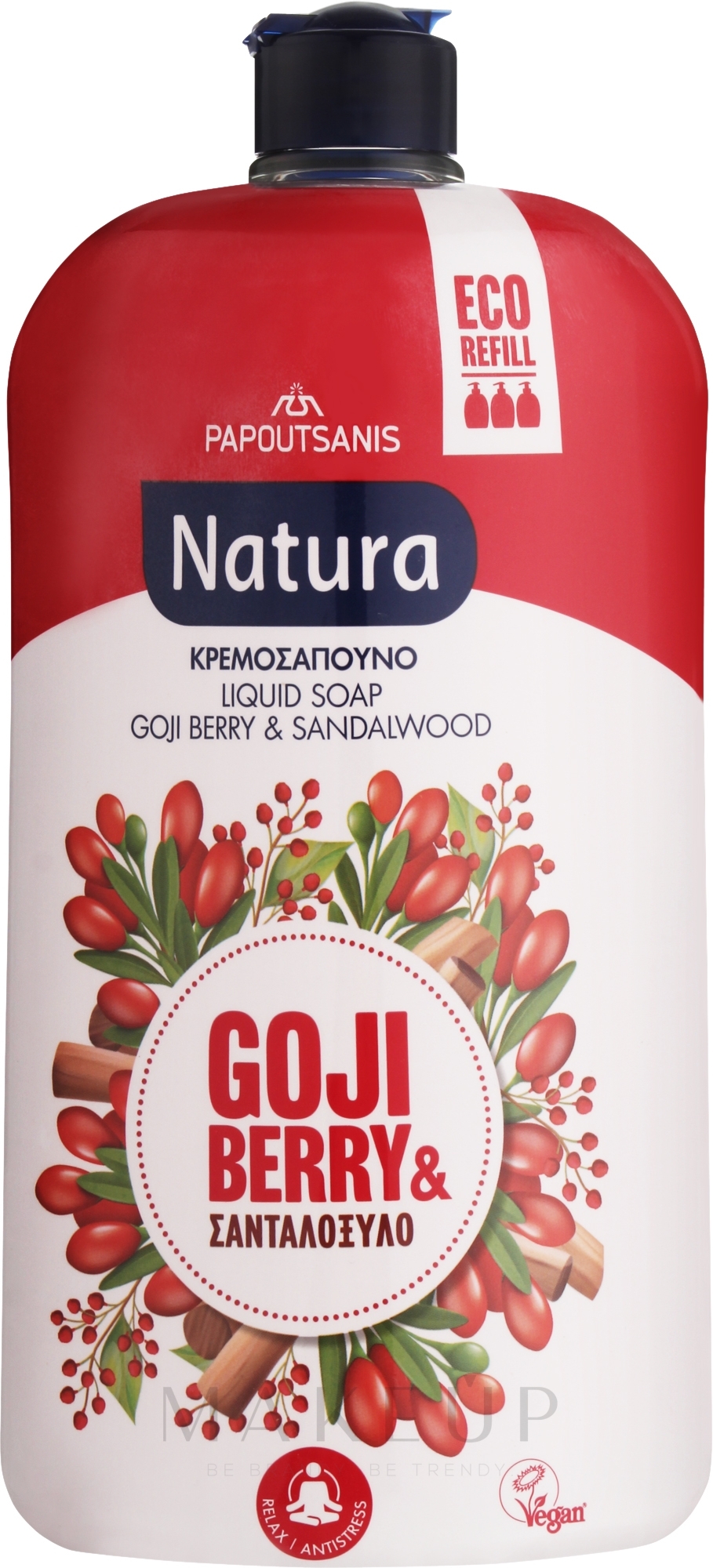 Flüssigseife Sandelholz und Goji-Beeren - Papoutsanis Natura Liquid Soap Bottle Refill Goji Berry & Sandalwood (Refill)  — Bild 900 ml