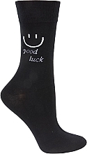 Düfte, Parfümerie und Kosmetik Damensocken aus Baumwolle hoch schwarz mit Good luck-Smiley - Moraj