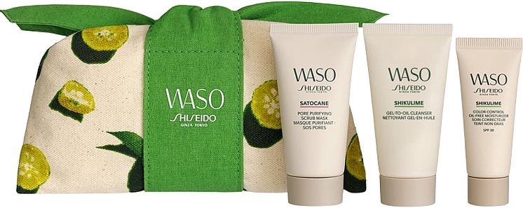 Set - Shiseido Waso Skin Perfecting Kit (Maske 30ml + Reinigungsgel 30ml + Creme 15ml + Kosmetiktasche 1 St.) — Bild N1