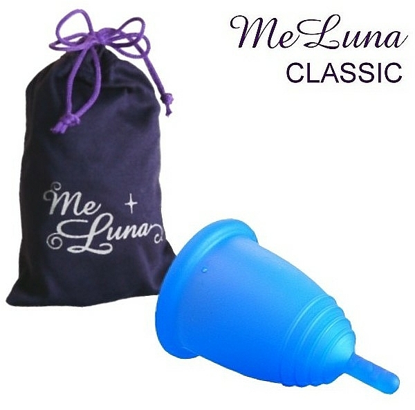 Menstruationstasse Größe S blau - MeLuna Classic Shorty Menstrual Cup Stem — Bild N1