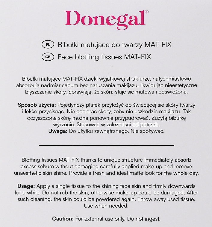 Mattierendes Spezialpapier für das Gesicht - Donegal Face Blotting Tissues Mat-Fix — Foto N2