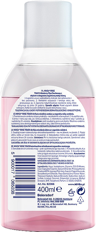 Ölhaltiges Mizellen Rosenwasser für Gesicht, Augen und Lippen - NIVEA MicellAIR Skin Breathe Micellar Rose Water With Oil — Bild N2