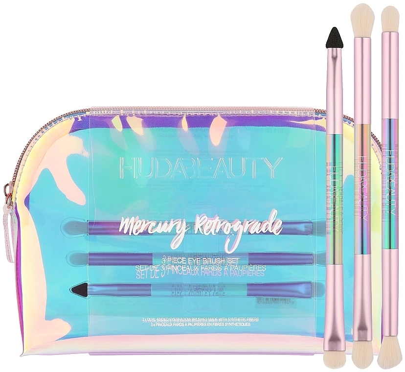 Set - Huda Beauty Mercury Retrograde Brush Set (brush/*3 pc + bag) — Bild N1