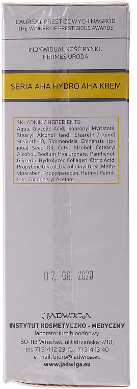 Feuchtigkeitsspendende, glättende und stärkende Gesichtscreme gegen Pigmentflecken mit Glykolsäure - Jadwiga Hydro AHA Cream — Foto N2
