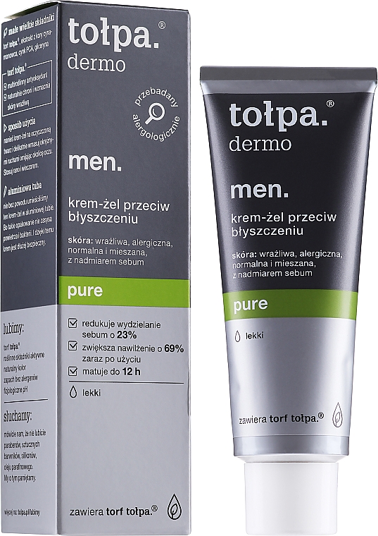 Feuchtigkeitsspendendes Gesichtscreme-Gel - Tolpa Dermo Men Pure Cream — Bild N2
