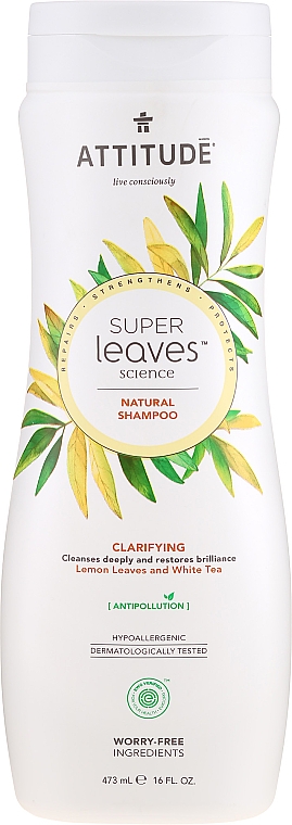 Klärendes Shampoo mit Zitronenblättern und weißem Tee - Attitude Super Leaves Shampoo Clarifying Lemon Leaves And White Tea — Bild N2