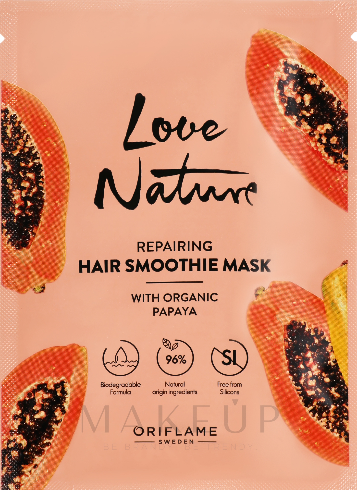 Revitalisierende Bio-Papaya-Haarmaske - Oriflame Love Nature Repairing Hair Smoothie Mask With Organic Papaya — Bild 30 ml