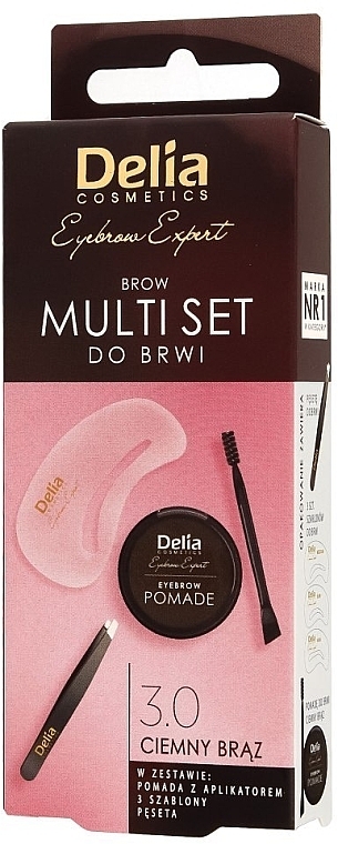 Delia Cosmetics Multi Set - Augenbrauen-Multiset (Augenbrauenpomade 1g + Augenbrauenpinzette 1 St. + Augenbrauenschablonen 3 St.) — Bild N2