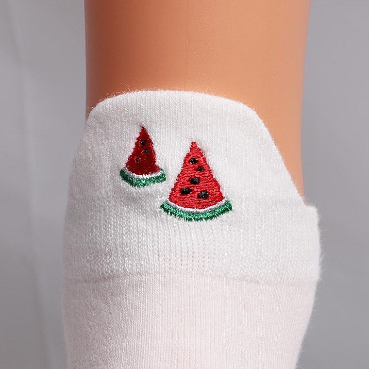 Kurze Damensocken aus Baumwolle weiß mit Wassermelone - Moraj — Bild N2