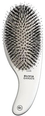 Haarbürste silber - Olivia Garden Expert Care Curve Boar & Nylon Bristles Silver — Bild N1