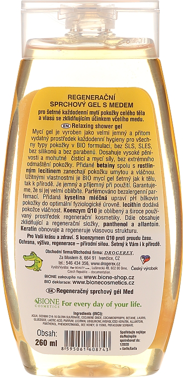 Regenerierendes Duschgel mit Honig und Coenzym Q10 - Bione Cosmetics Honey + Q10 Shower Gel — Bild N2