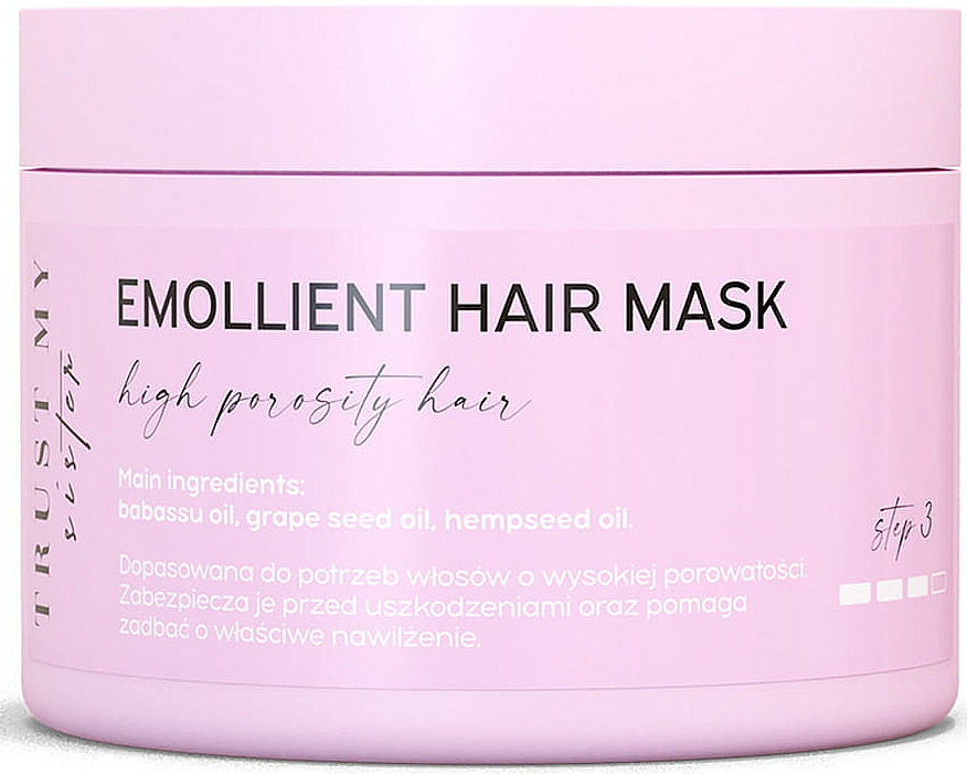 Weichmachende Maske mit Babassu-, Traubenkern- und Hanfsamenöl für hochporöses Haar - Trust My Sister High Porosity Hair Emollient Mask — Bild N1