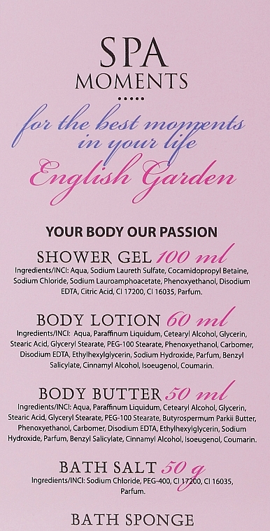 Körperpflegeset - Spa Moments English Garden (Duschgel 100ml + Körperlotion 60ml + Körperöl 50 + Badesalz 50g) — Bild N3
