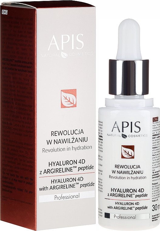 Feuchtigkeitsspendendes Gesichtsserum - APIS Professional Hyaluron 4D + Argireline Peptide — Bild N1