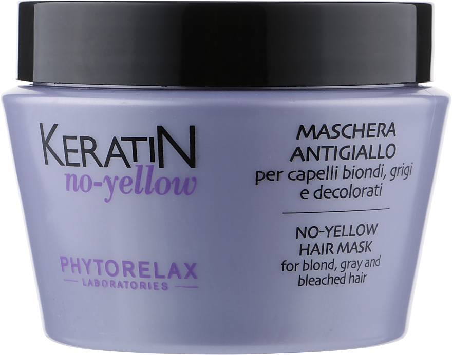 Anti-Gelbstich Maske für blondes, graues und aufgehelltes Haar - Phytorelax Laboratories Keratin No-Yellow Hair Mask — Bild N1