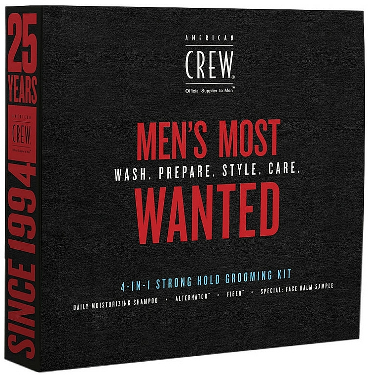 Haarpflegeset - American Crew Men's Most Wanted Strong Hold (Shampoo 250ml + Haarpaste 50g + Haarspray 100ml + Gesichtsbalsam 7.4ml) — Bild N2