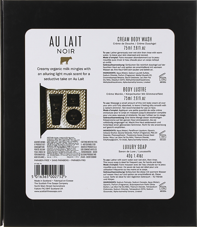 Körperpflegeset - Scottish Fine Soaps Au Lait Noir (Duschgel 75ml + Körpercreme 75ml + Seife 40g) — Bild N6