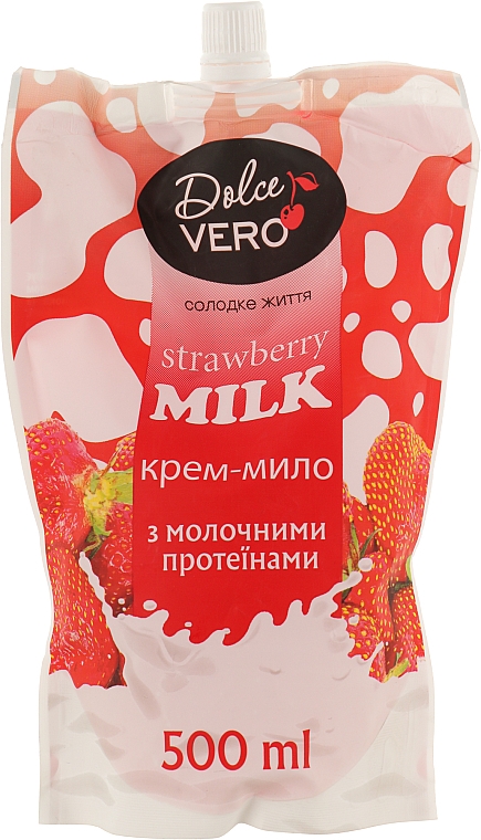 Flüssige Cremeseife mit Milchproteinen - Dolce Vero Strawberry Milk (Doypack) — Bild N1