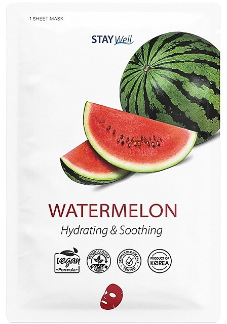 Glättende und feuchtigkeitsspendende Tuchmaske für das Gesicht mit Litschi- und Wassermelonenextrakt - Stay Well Watermelon Face Mask — Bild N1