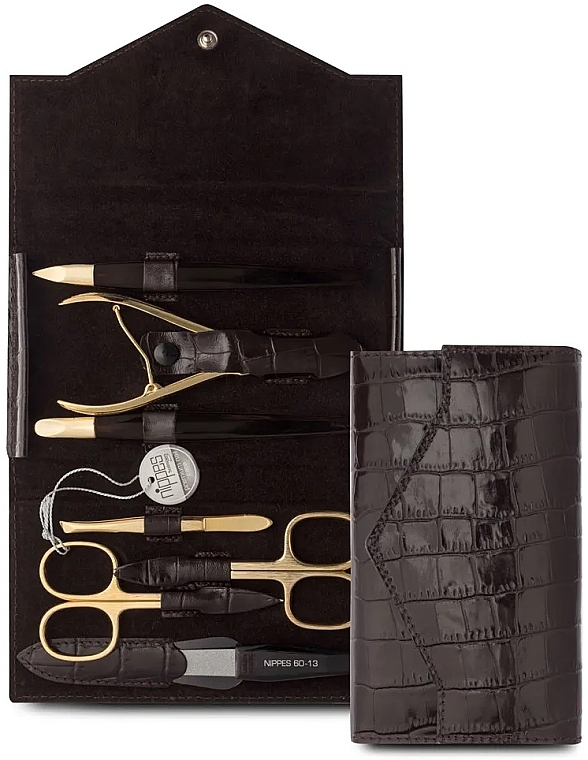 Maniküreset 7-tlg. braun - Nippes Solingen Manicure Set Croco 1097  — Bild N1