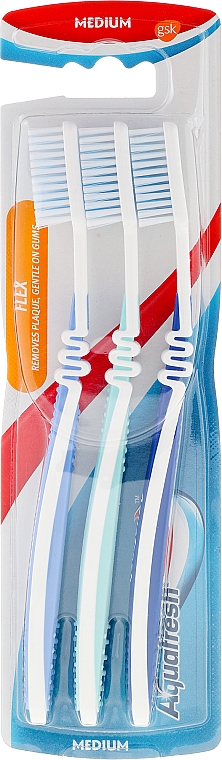 Zahnbürste mittel Flex lila, hellblau, dunkelblau 3 St. - Aquafresh Flex Medium Toothbrush — Bild N1