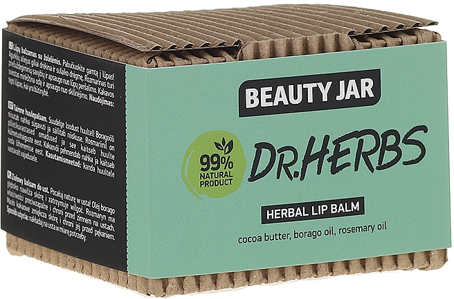 Lippenbalsam mit Kokosbutter, Borago- und Rosmarinöl - Beauty Jar Dr.Herbs Herbal Lip Balm