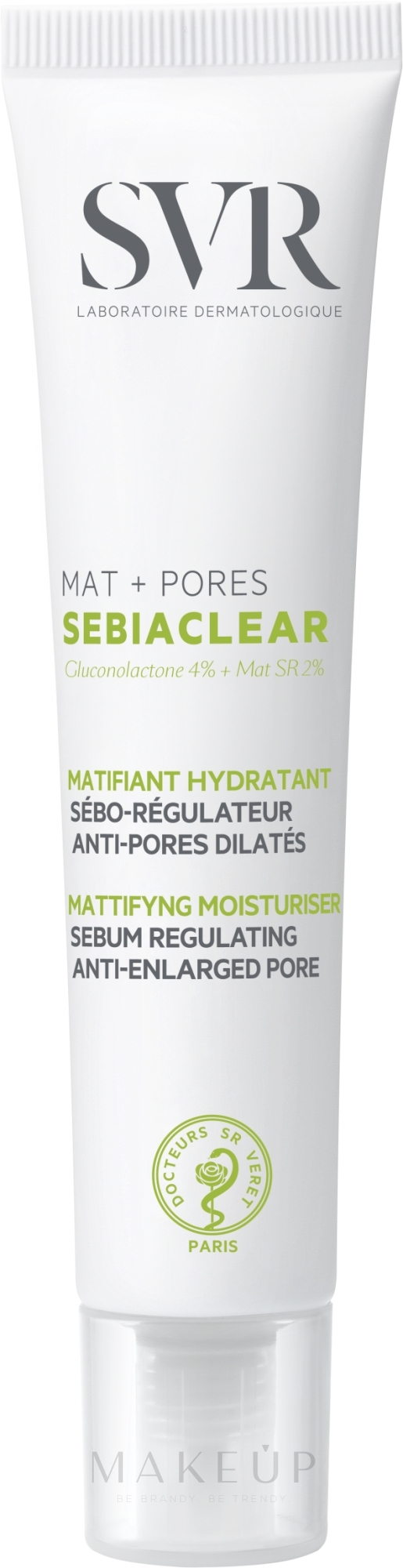 Mattierende, seboregulierende und porenverfeinernde Gesichtscreme mit Salicylsäure - SVR Sebiaclear Mat Pores Cream — Bild 40 ml