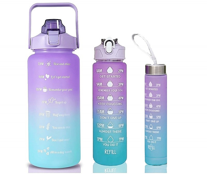 3in1 Wasserflasche lila-weiß Ombré - Ecarla — Bild N1