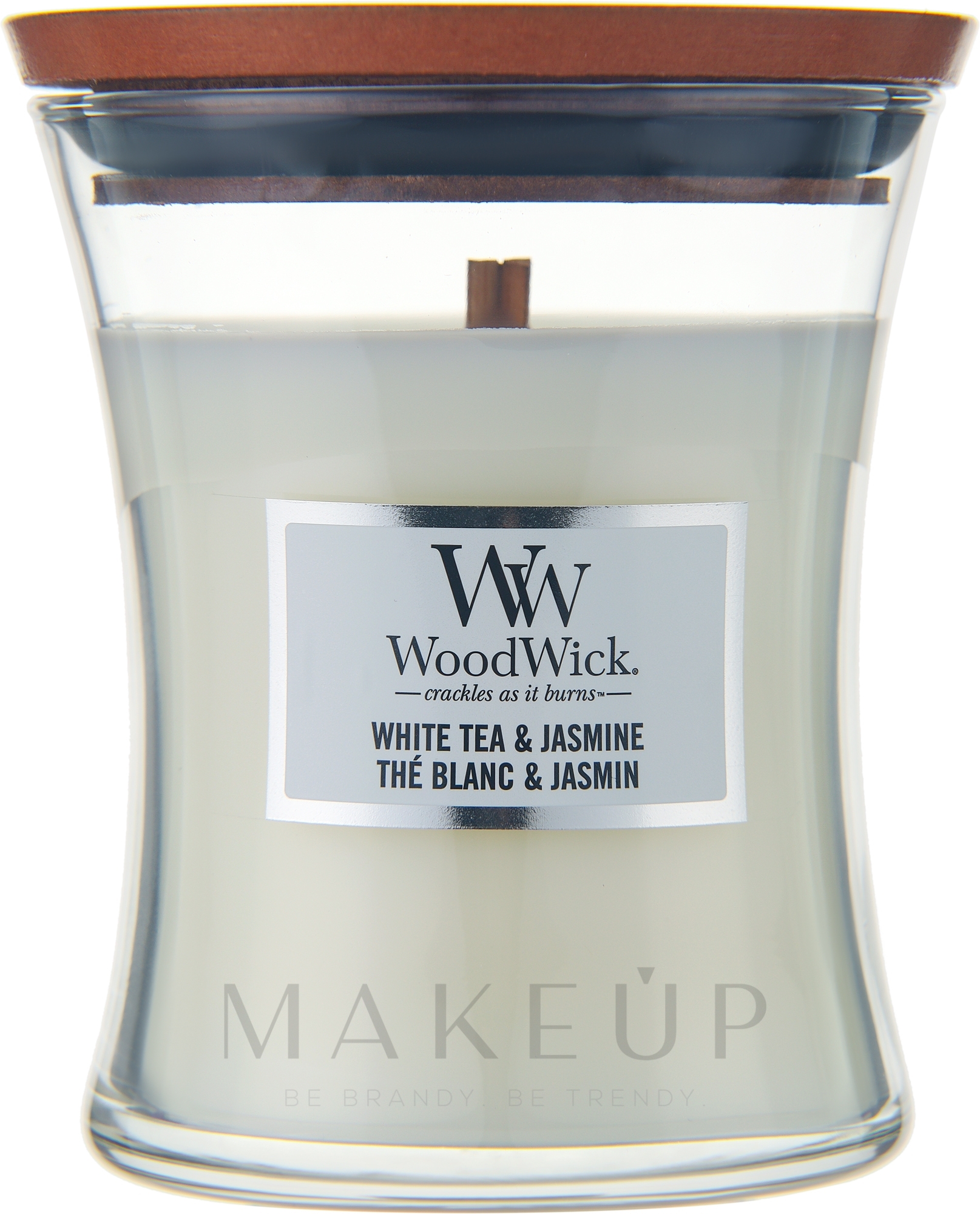 Duftkerze im Glas White Tea & Jasmine - WoodWick Hourglass Candle White Tea & Jasmine — Bild 275 g