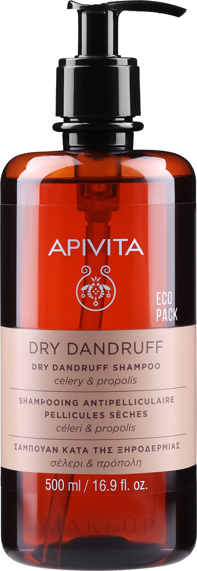 Anti-Schuppen-Shampoo für trockenes Haar - Apivita Shampoo Eco Pack For Dry Dandruff Shampoo Celery Propolis — Bild 500 ml