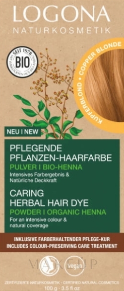 Haarfarbe in Pulverform - Logona Herbal Hair Dye Colour — Bild 02 - Copper Blonde