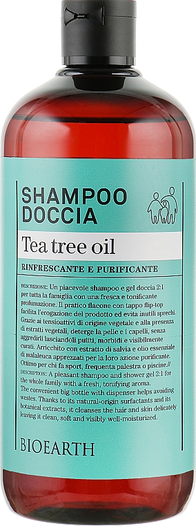 2in1 Shampoo und Duschgel mit Teebaumextrakt - Bioearth Tea Tree Shampoo & Body Wash — Bild N1